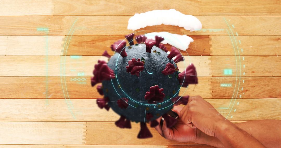 Digital Overlay of Virus Concept on Sushi under Health Concerns