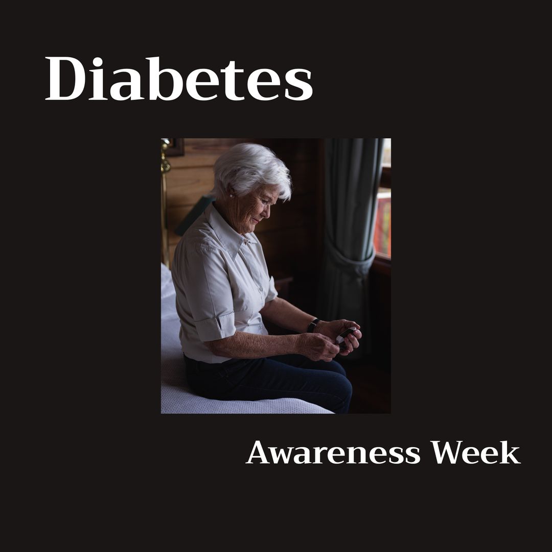 Elderly Woman Checking Blood Sugar for Diabetes Awareness
