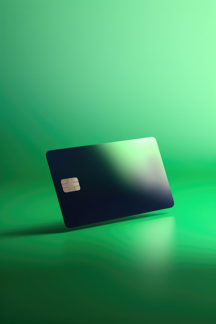 Blank black credit card with microchip on green, copy space, created using generative ai technology - Free Images, Stock Photos and Pictures on Pikwizard.com