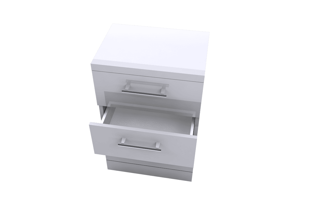 High Angle View of Empty White Filing Cabinet Transparent Background
