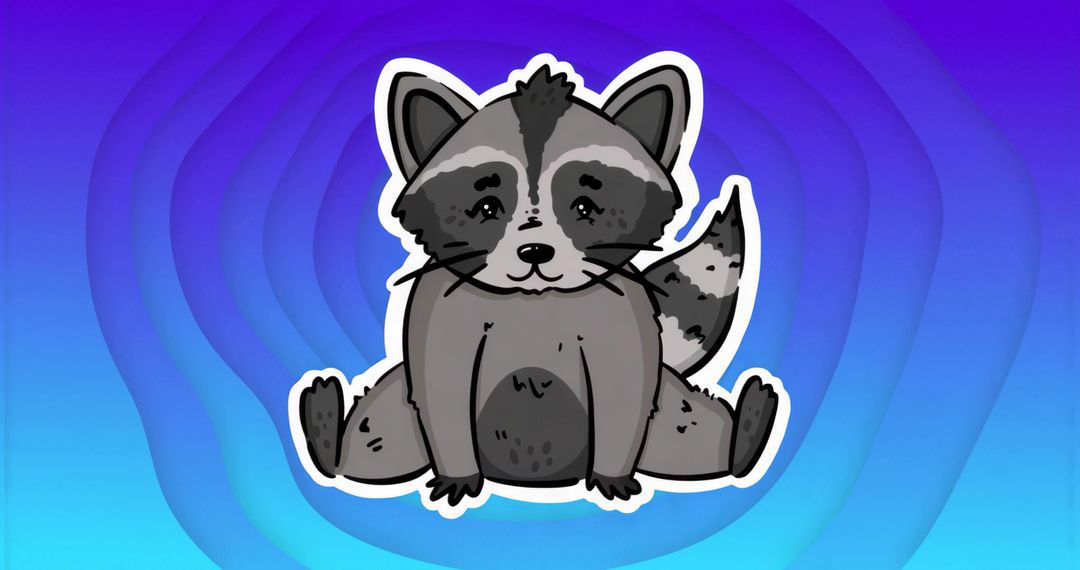Whimsical Cartoon Raccoon on Vibrant Gradient Backdrop