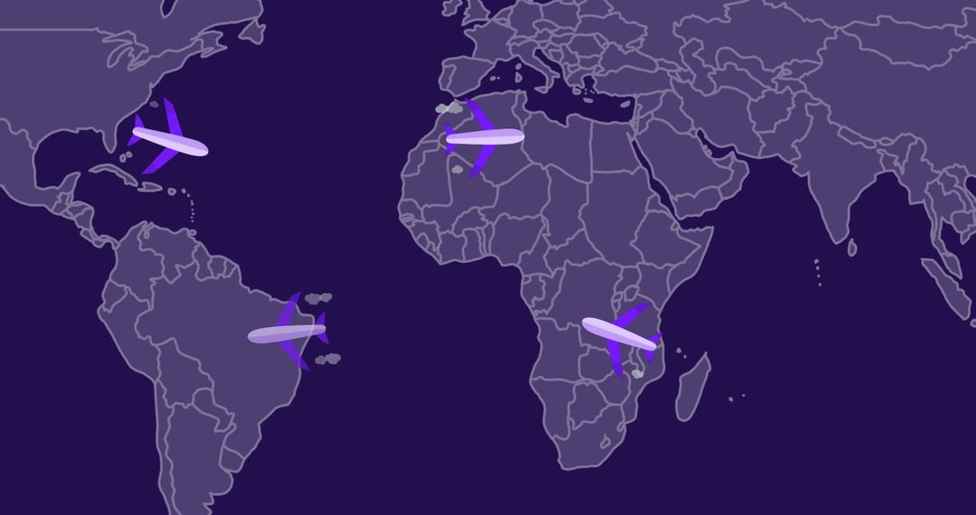Modern Air Travel Routes Displayed on Digital World Map