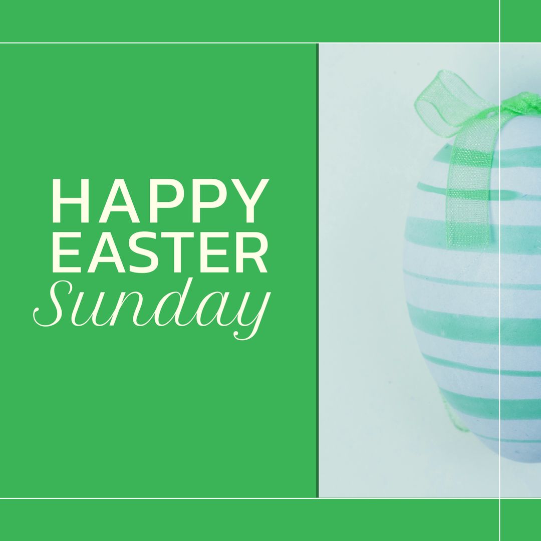 Happy Easter Sunday Greeting with Striped Easter Egg