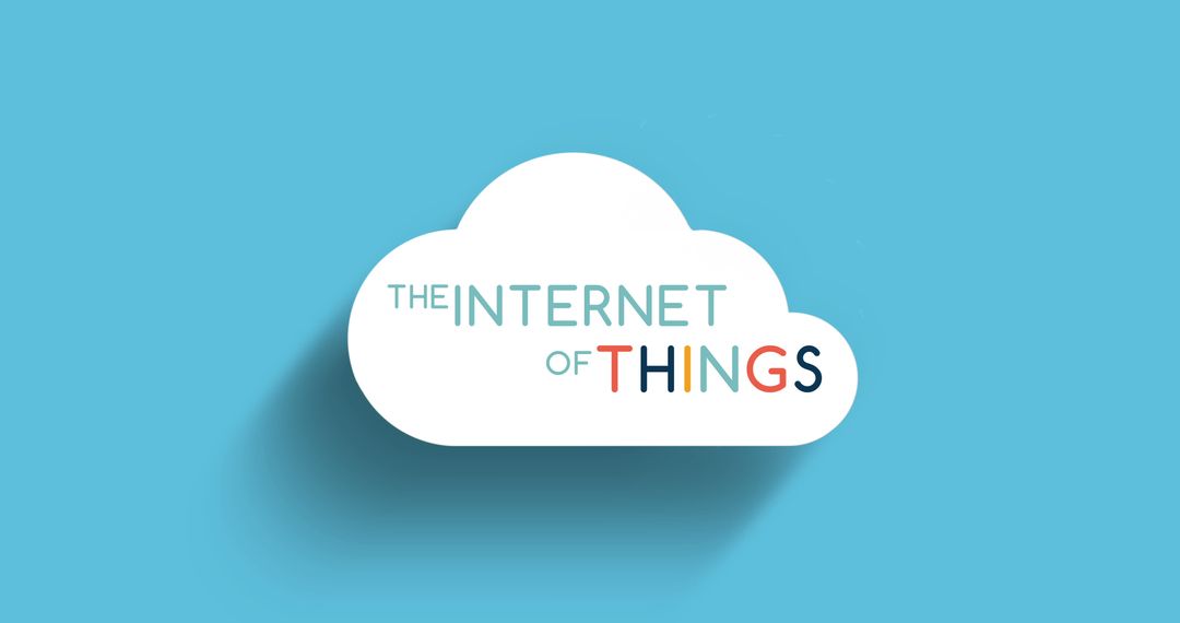 The internet of things text on white cloud over blue background - Free Images, Stock Photos and Pictures on Pikwizard.com