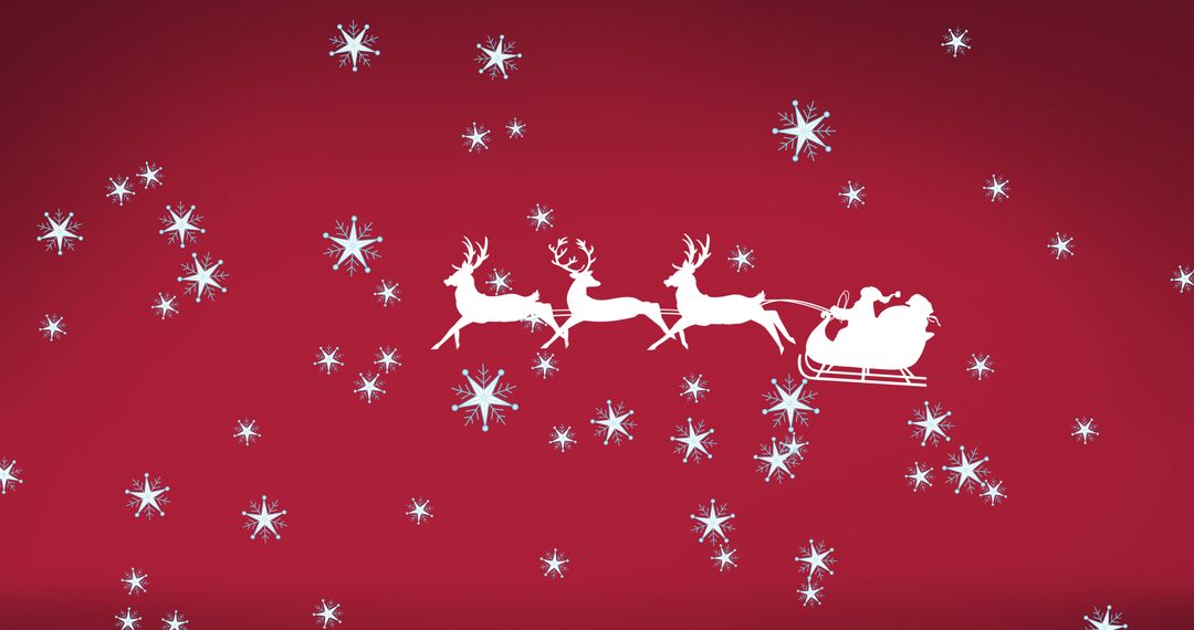 Santa's Sleigh with Reindeer on Red Christmas Background - Free Images, Stock Photos and Pictures on Pikwizard.com