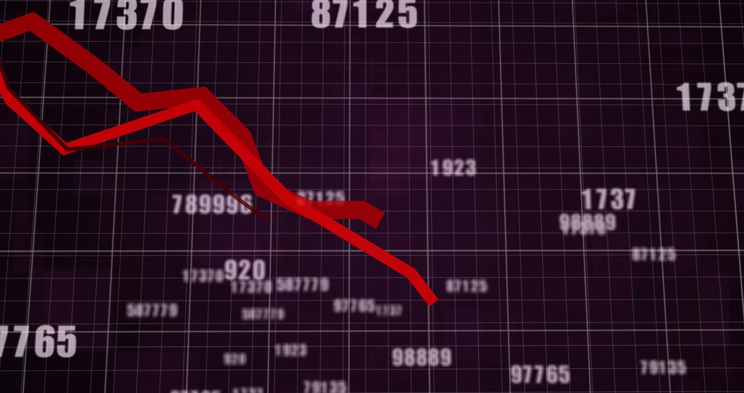 Falling Stock Market with Red Downward Graph and Numbers