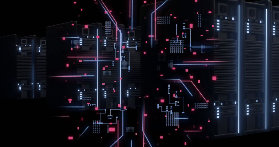 Futuristic Digital Data Processing On Servers Background