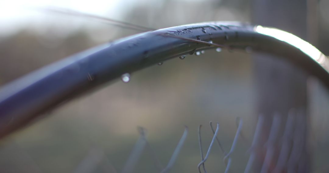 Water Droplets on Curved Metal Fence Post in Soft Focus Outdoors - Free Images, Stock Photos and Pictures on Pikwizard.com