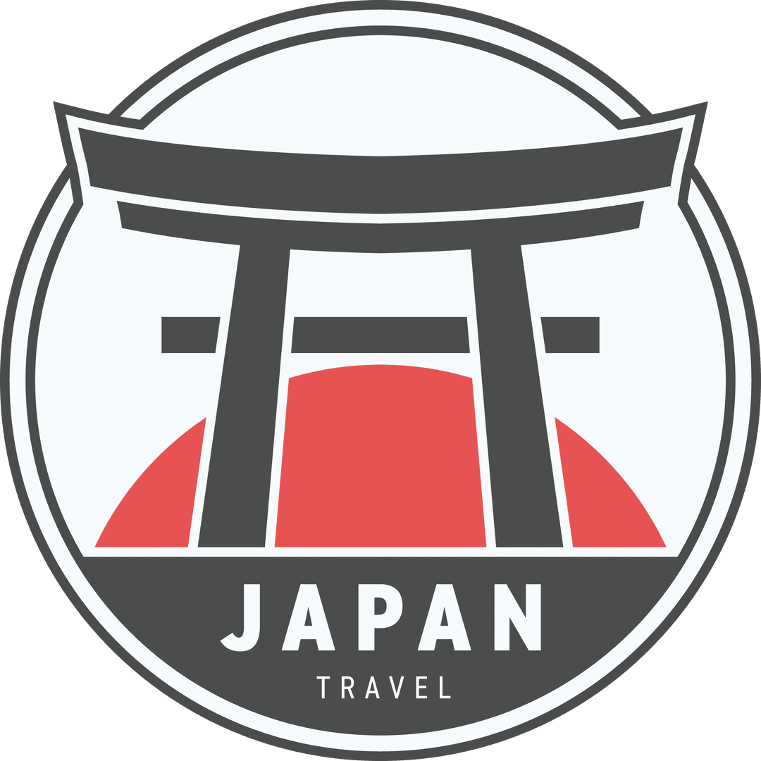 Japan Travel Emblem with Torii Gate on Transparent Background