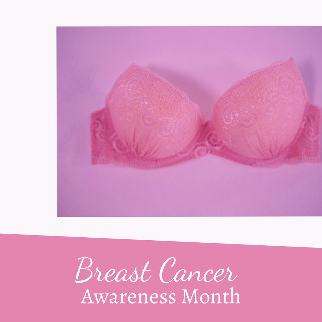 Breast Cancer Awareness Month Concept with Pink Bra on Purple Background - Download Free Stock Templates Pikwizard.com
