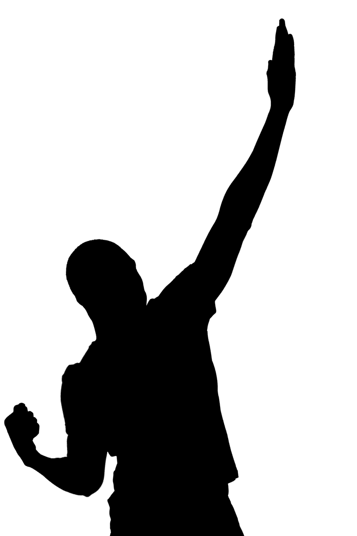 Transparent Silhouette of Man with Hand Gestures