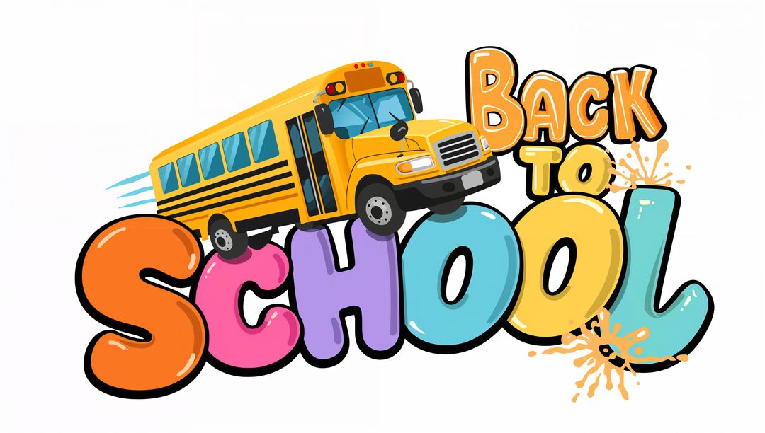 Cheerful Back to School Illustration with Speeding School Bus