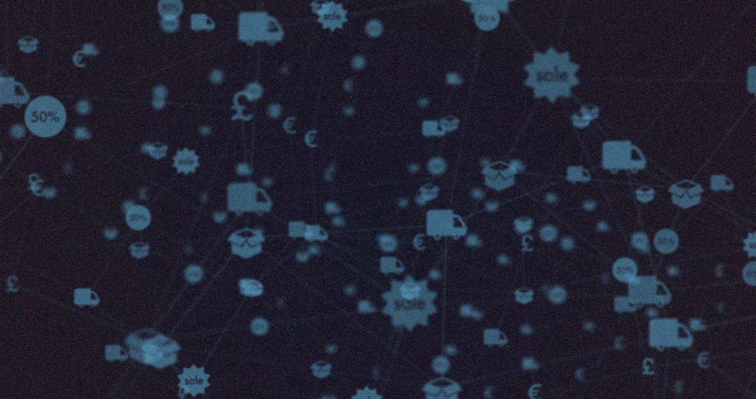 Digital Network Shopping Icons Connecting in Virtual Space