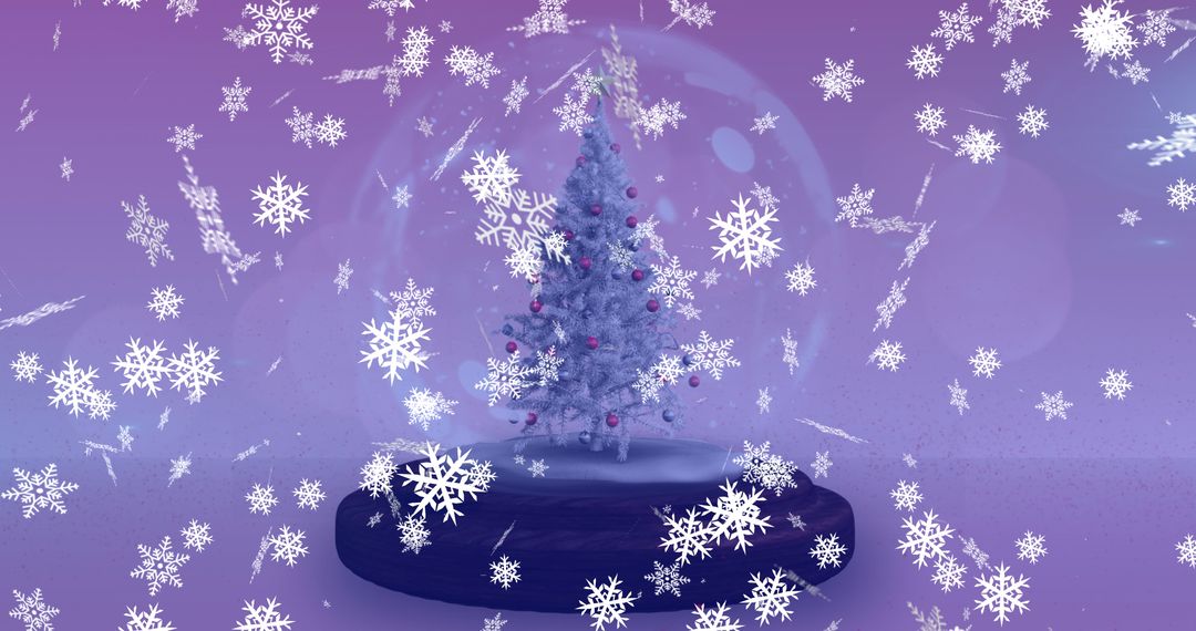 Snow Globed Christmas Tree Amidst Snowflakes - Free Images, Stock Photos and Pictures on Pikwizard.com