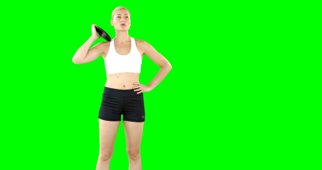 Female Athlete Exercising with Dumbbell on Green Screen Background - Free Images, Stock Photos and Pictures on Pikwizard.com