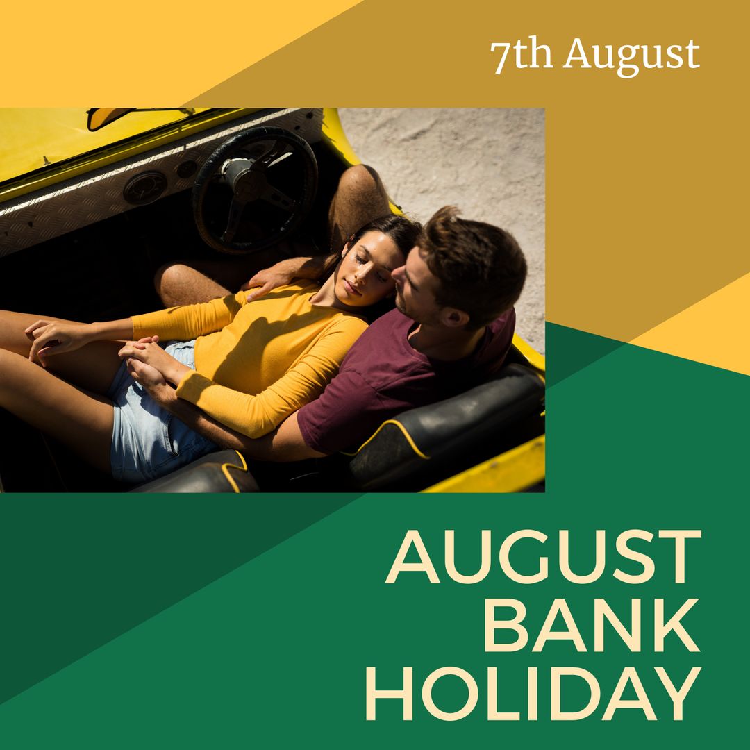 Relaxed Couple Enjoying August Bank Holiday at the Beach