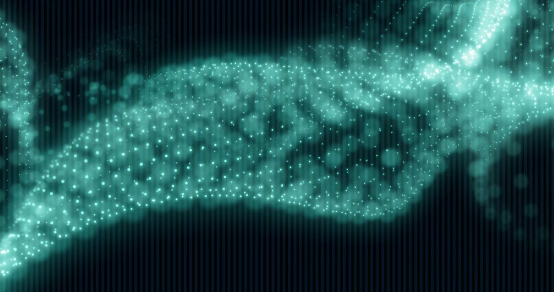 Glowing Digital Wave of Particles in Motion