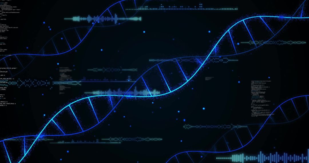 Digital DNA Strands with Science Data Background