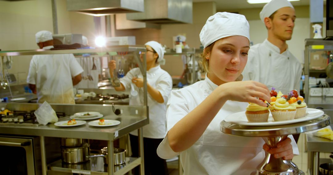 Team of Chefs Preparing Gourmet Dishes in Professional Kitchen - Free Images, Stock Photos and Pictures on Pikwizard.com