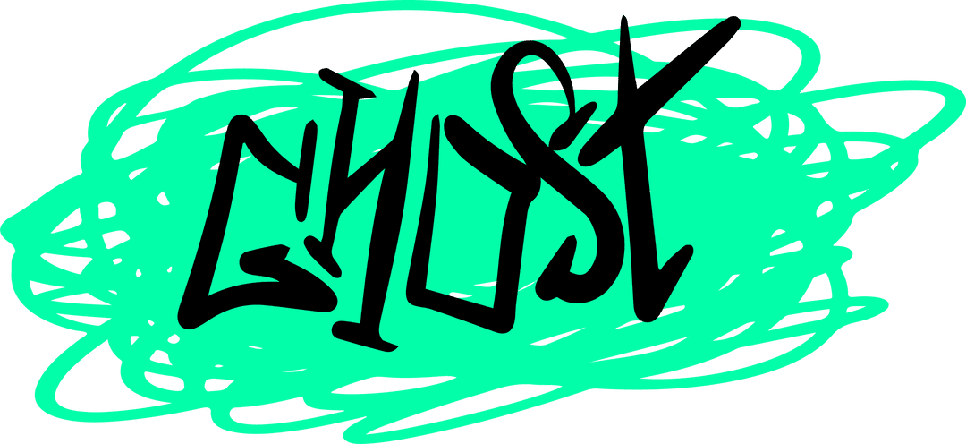 GHOST Graffiti Art with Turquoise Scribble on Transparent Background