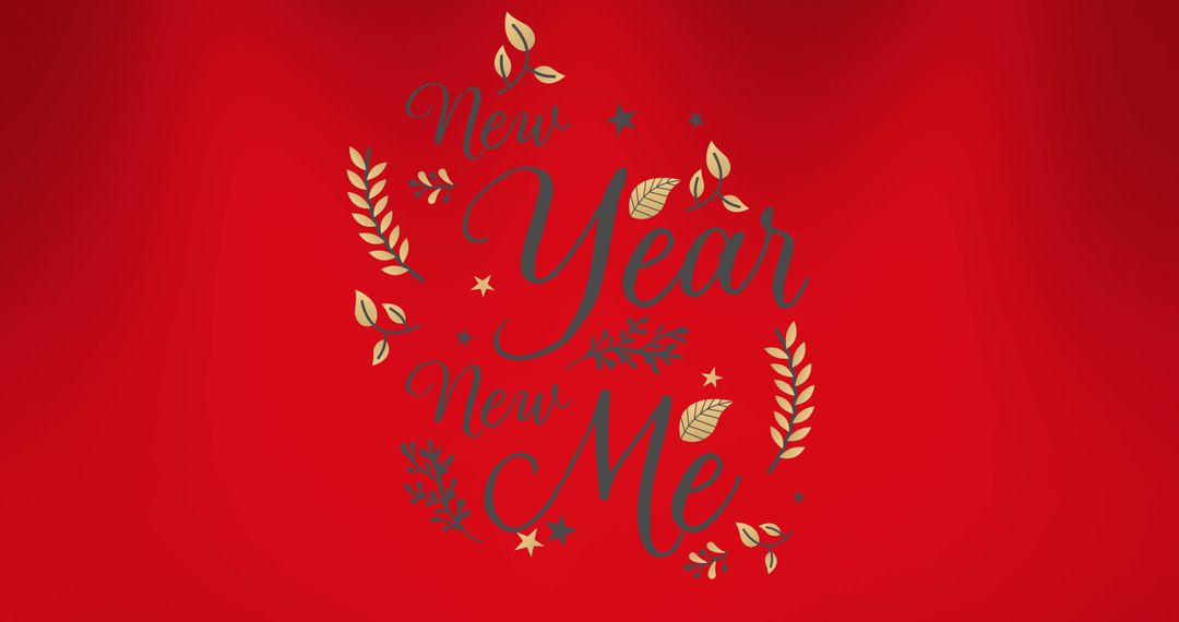 Inspirational New Year New Me Typography on Red Background