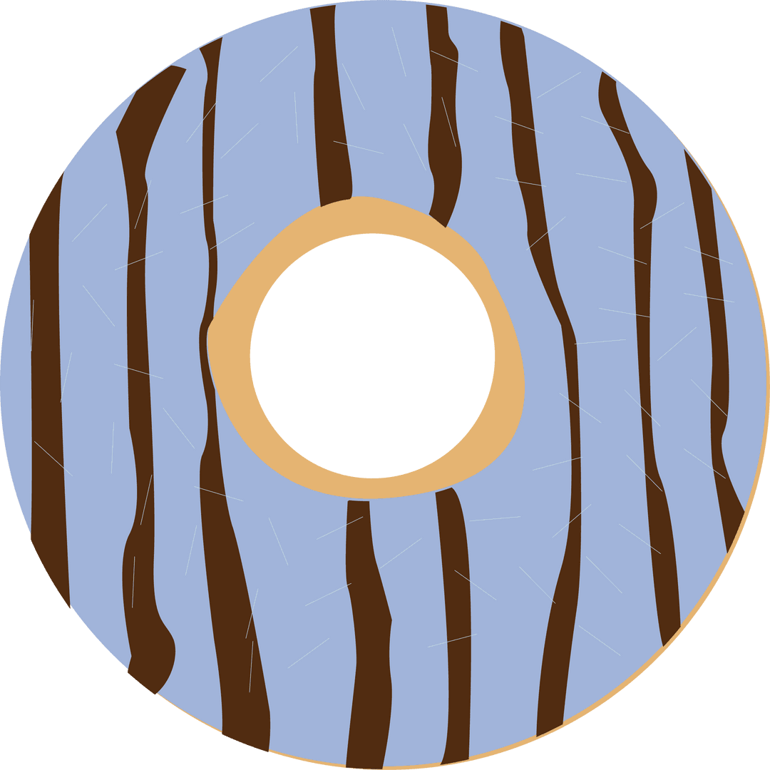 Blue Iced Donut with Brown Stripes on Transparent Background