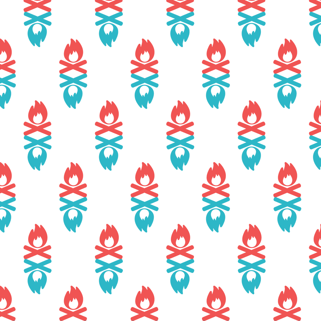 Red and Blue Abstract Shapes on Transparent Background