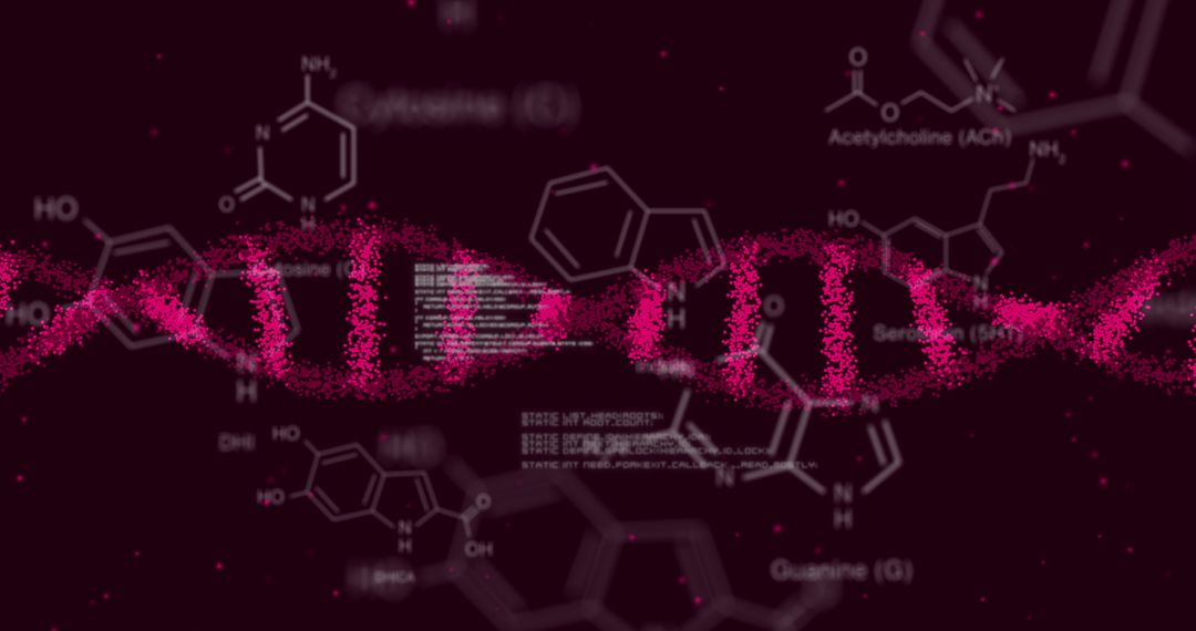 Abstract DNA Molecular Structure with Digital Data Overlay