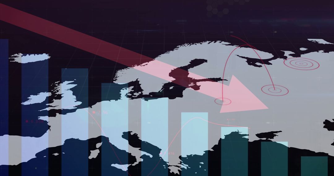 Digital Data Processing Overlay on European Map