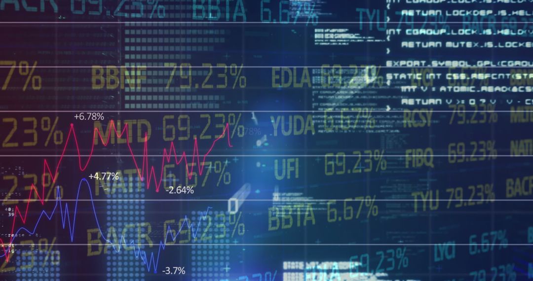Dynamic Stock Market Data on Digital Display Background