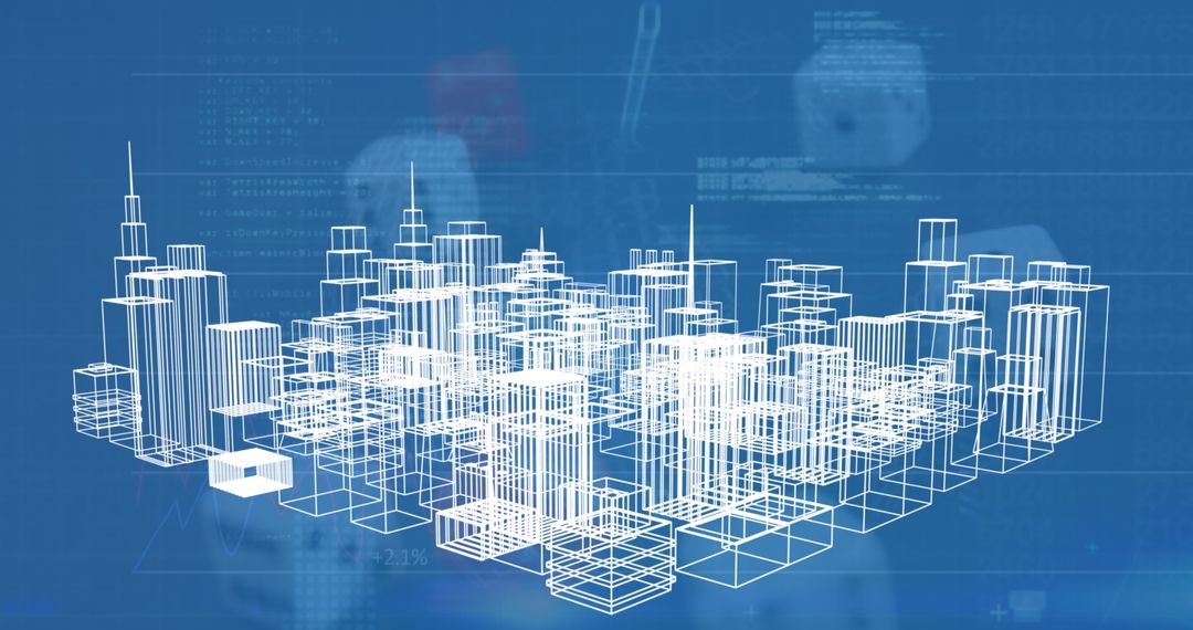 Digital Skyline With Data Processing and Technology Interface