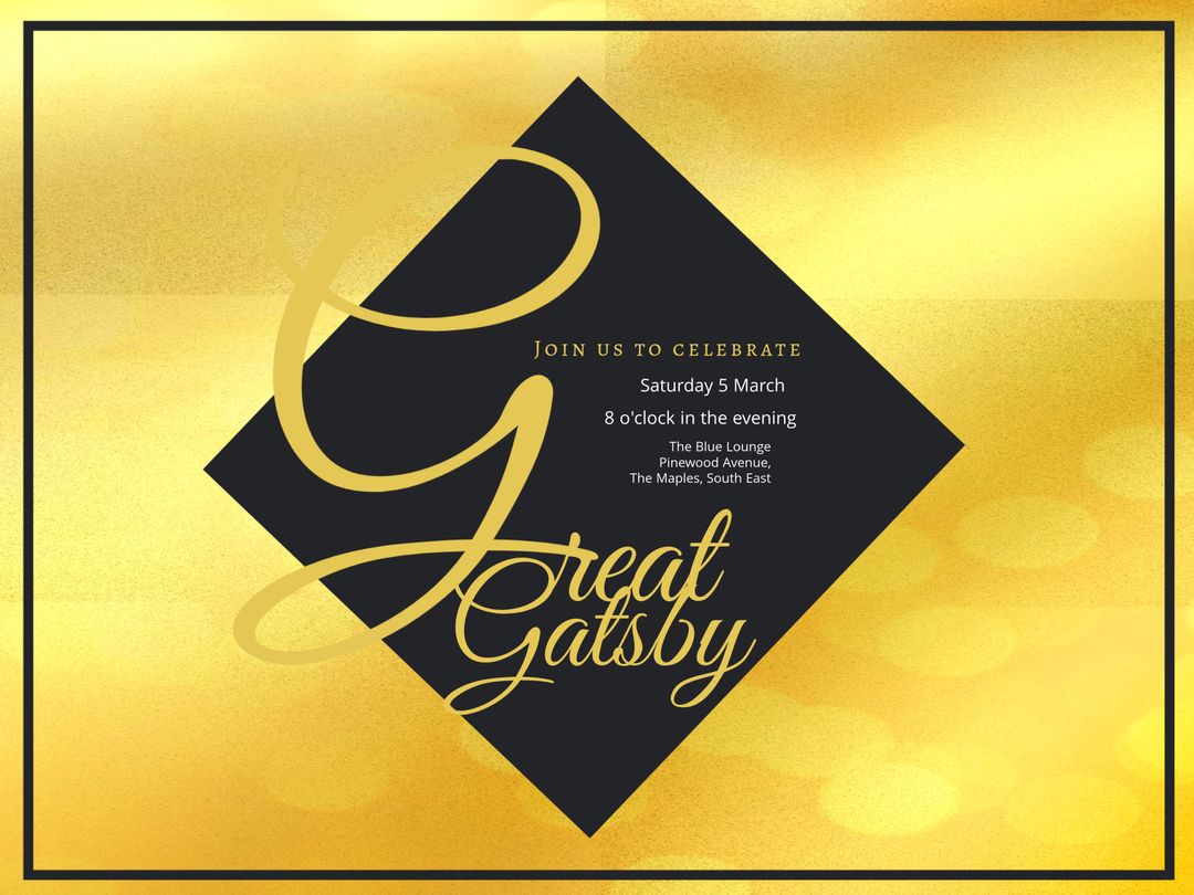Elegant Great Gatsby Themed Invitation in Black and Gold