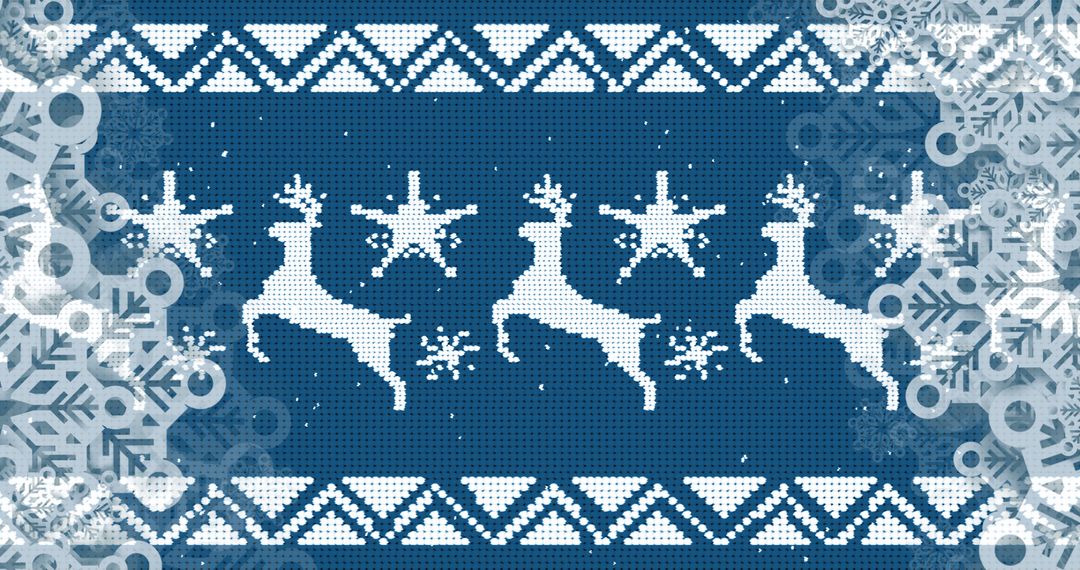 Winter Holiday Reindeer Knit Pattern on Blue Background - Free Images, Stock Photos and Pictures on Pikwizard.com