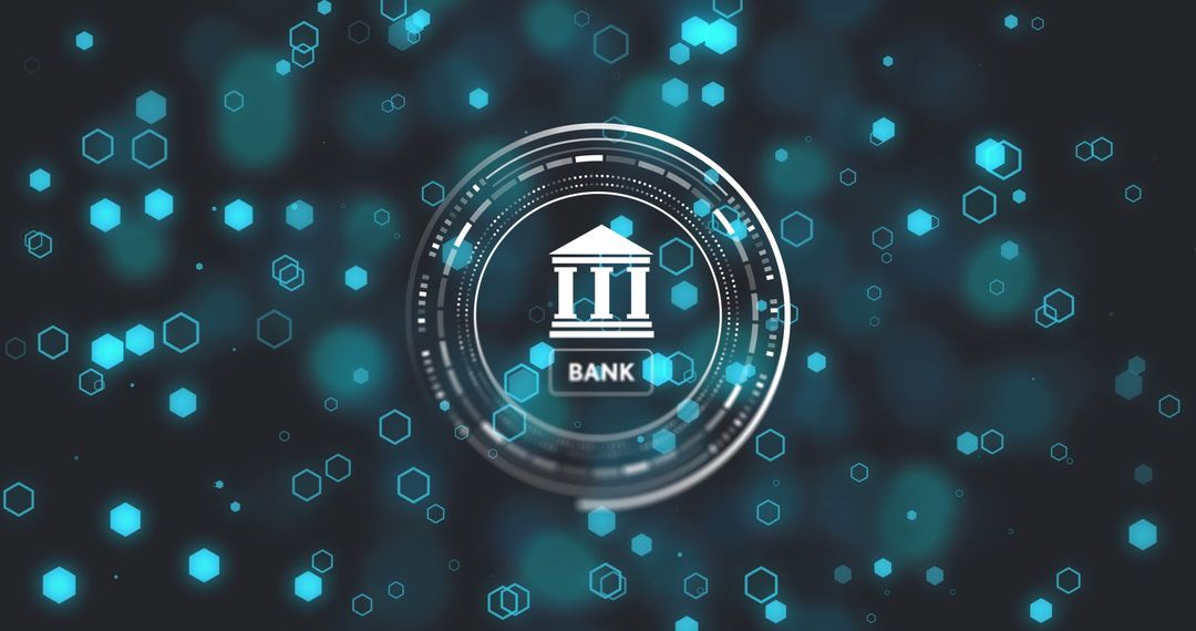 Digital Banking Icon with Futuristic Interface Background