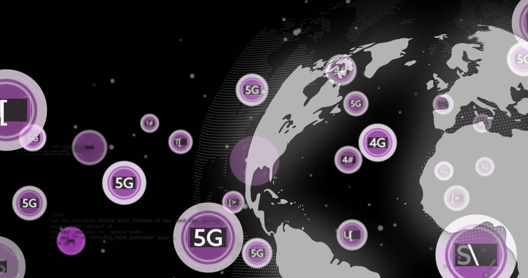 Global Connectivity with 5G and 4G Icons on Digital World Map