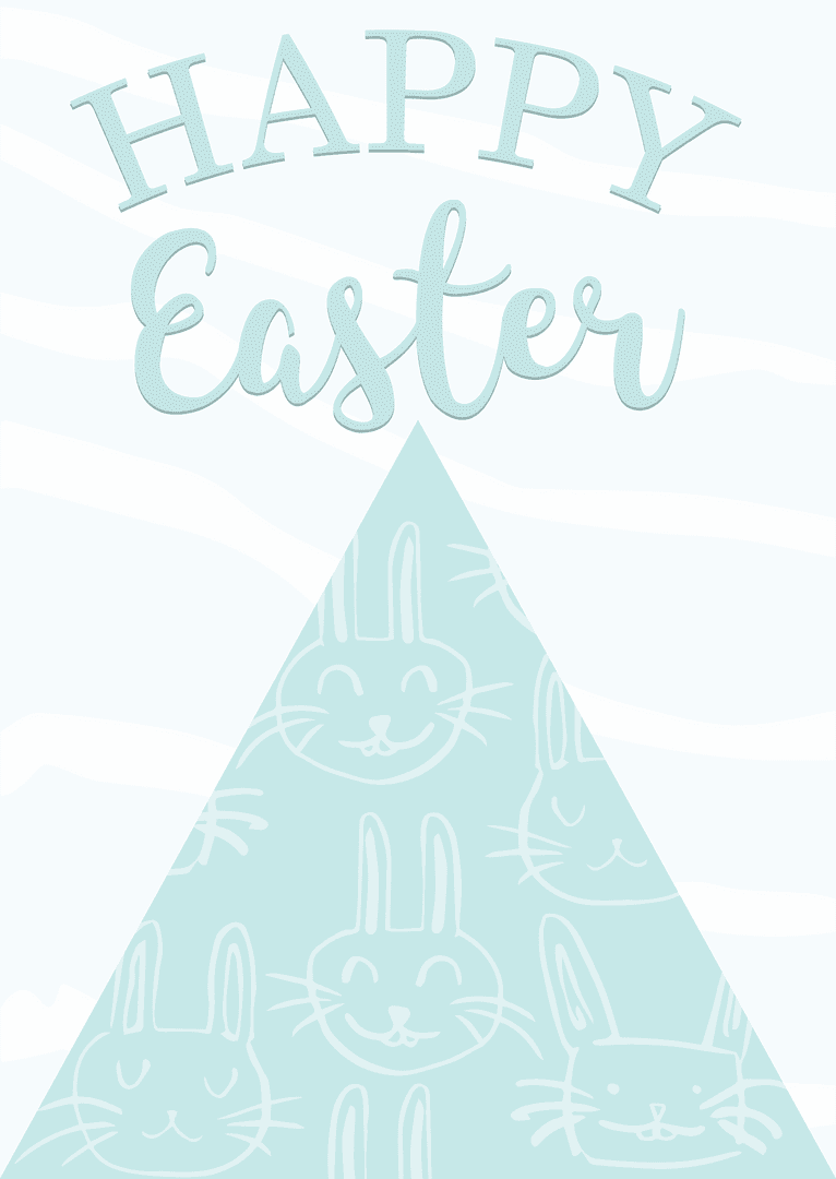 Happy Easter Greetings Bunnies on Transparent Background