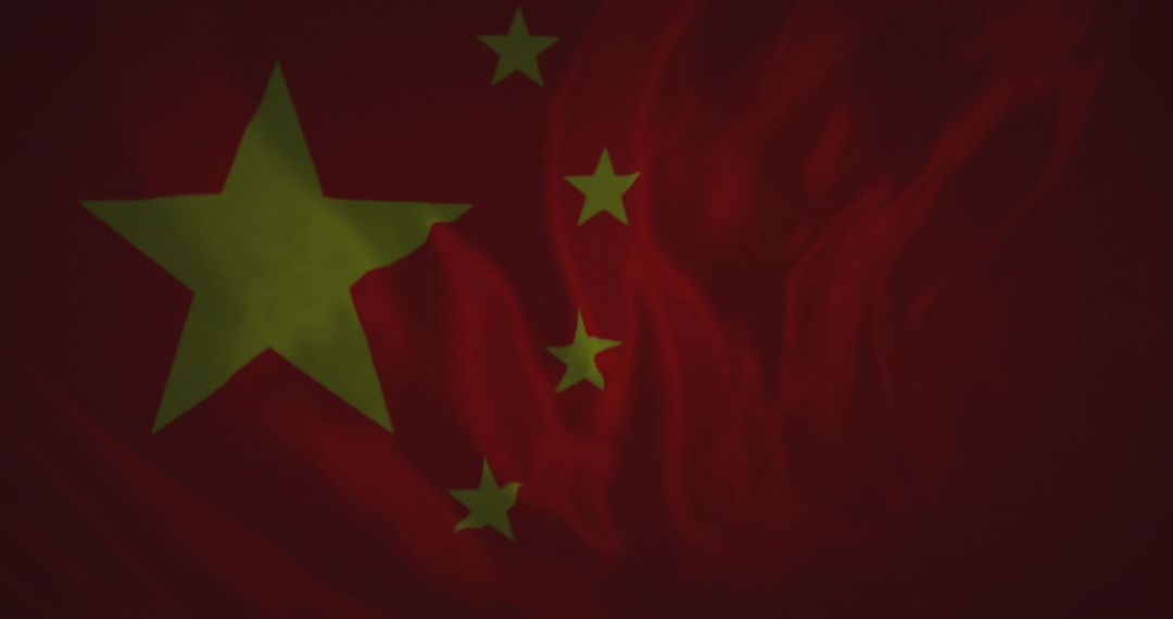 Chinese National Flag under Soft Lighting with Symbolic Stars