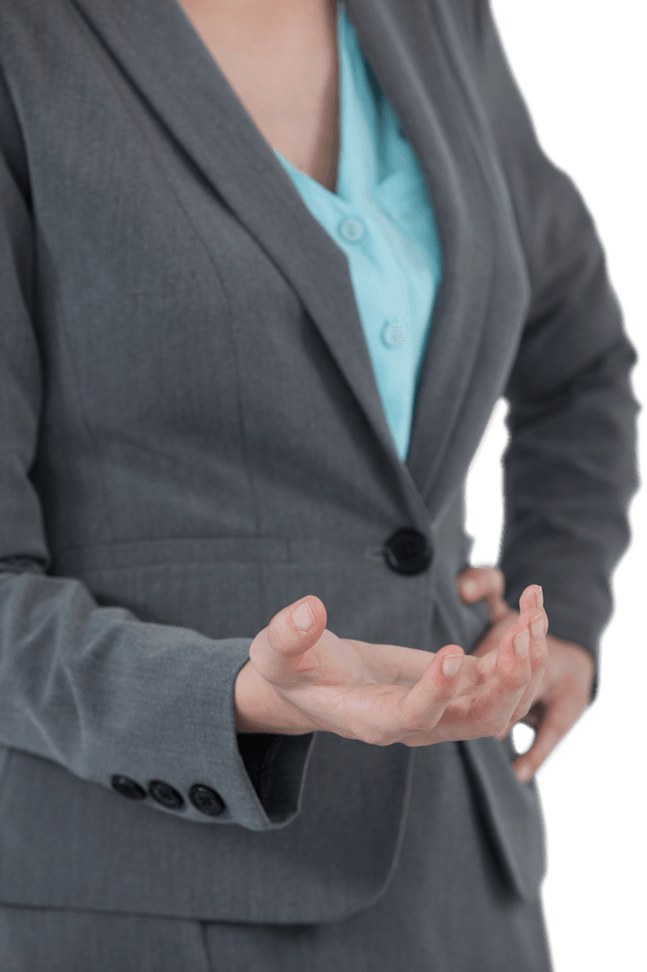 Businesswoman Gesturing Forward Transparency Concept