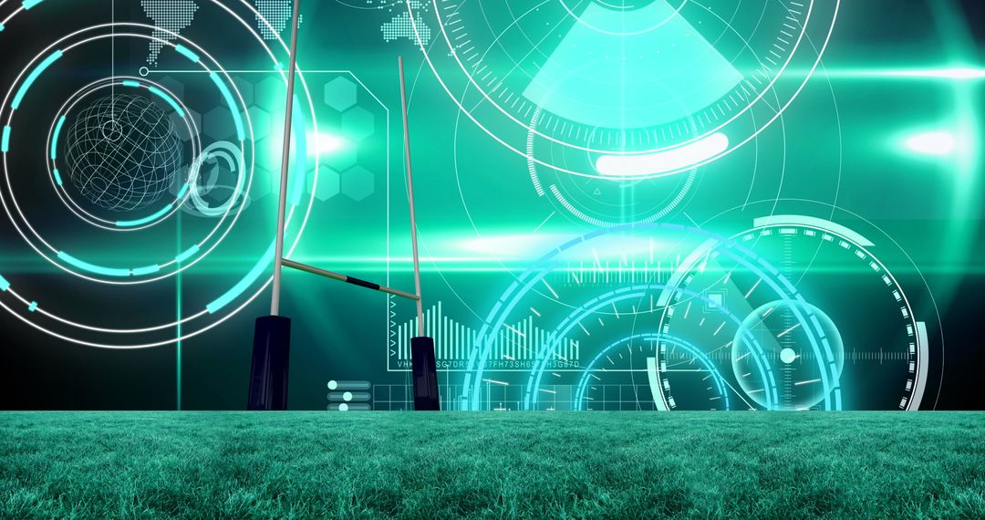 Futuristic Technology Overlay in Sports Stadium