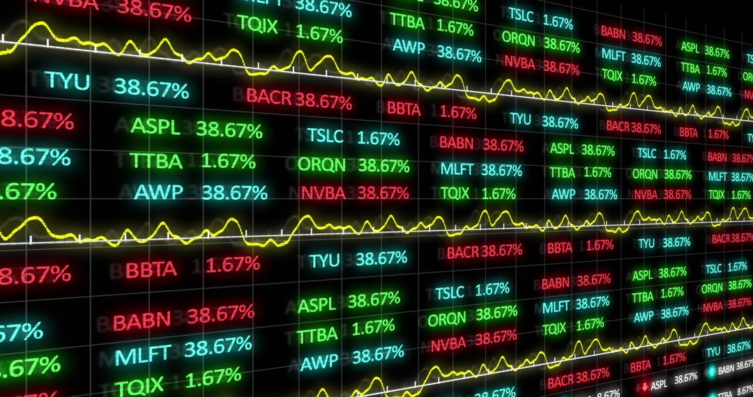 Dynamic Stock Ticker Display Featuring Cryptocurrency Quotes