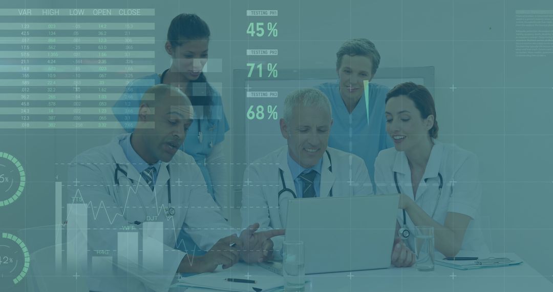 Diverse Healthcare Team Analyzing Data with Technology