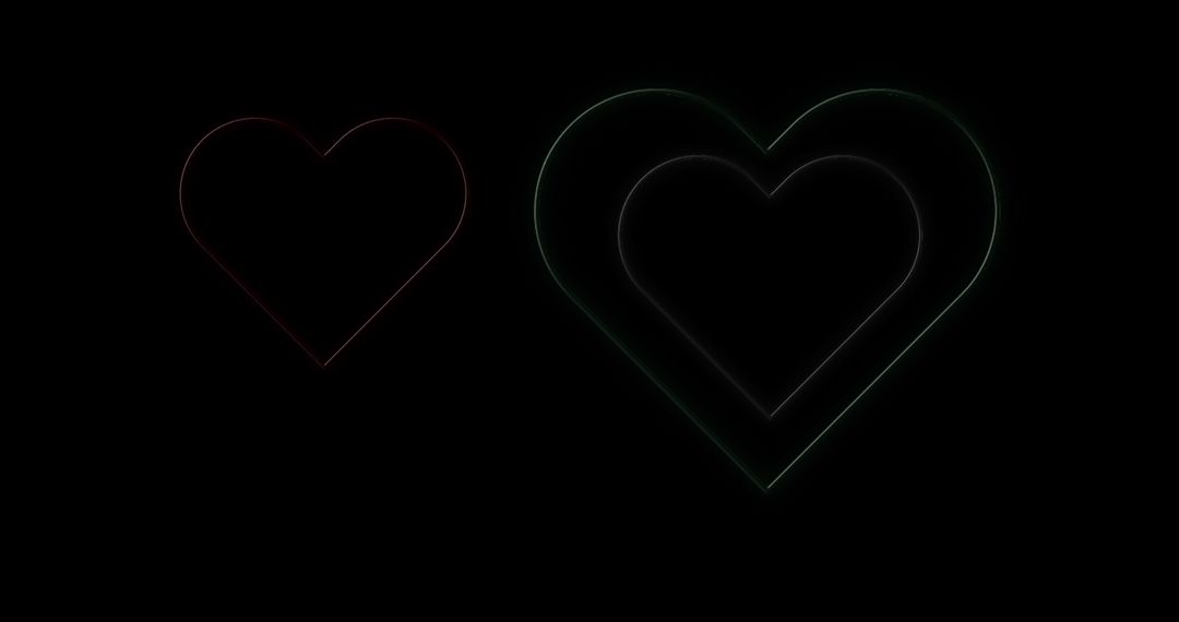 Flashing Neon Hearts on Black Background for Valentine's Day