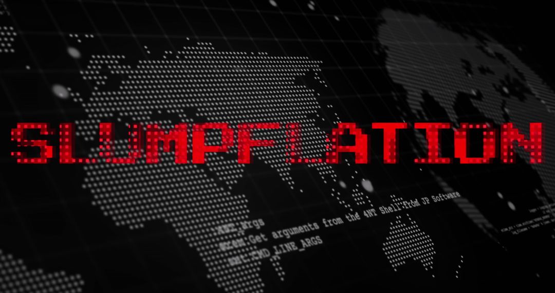 Slumpflation Concept on World Map with Digital Data Display