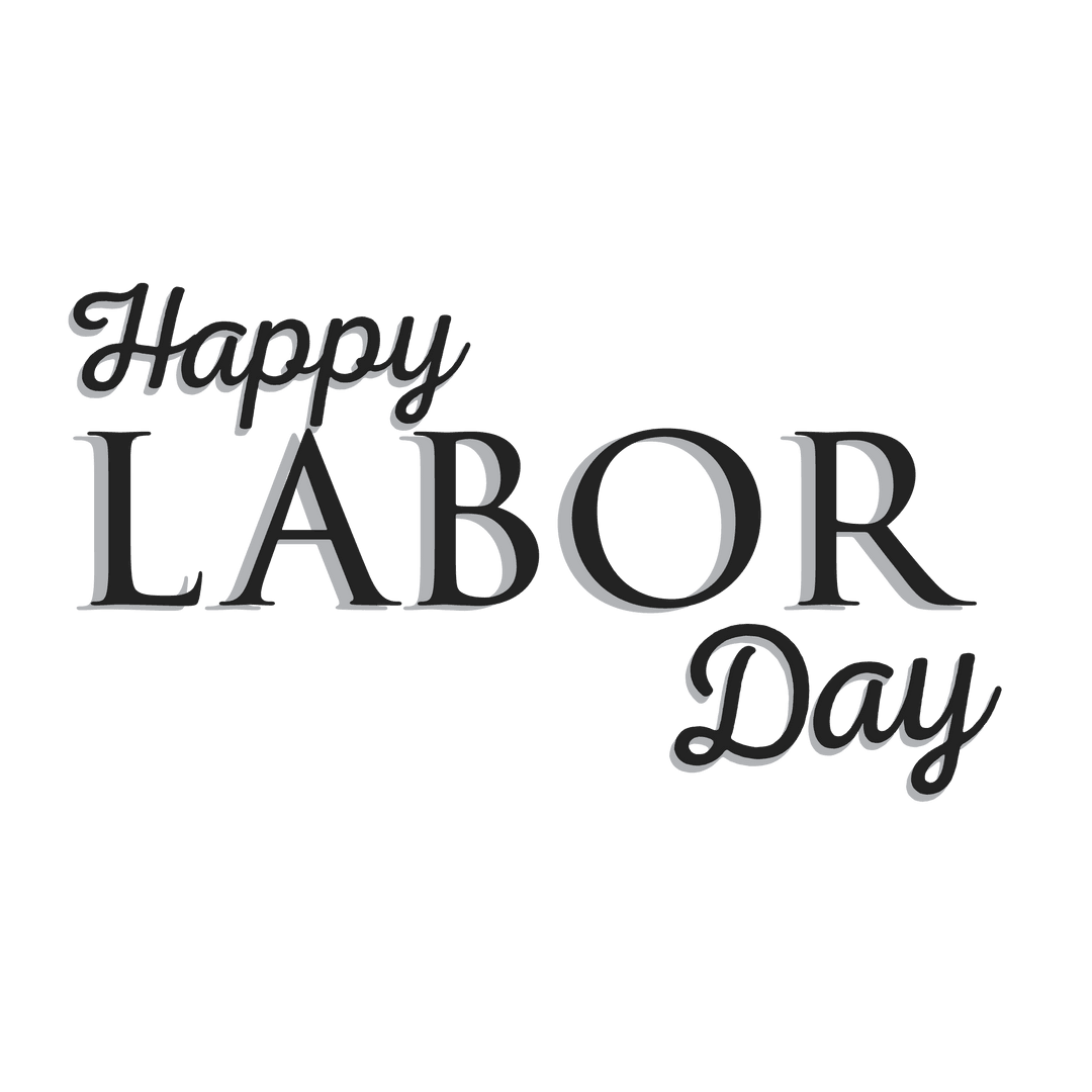 Transparent Happy Labor Day Text Poster with Modern Typography