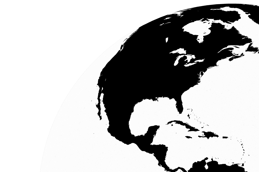 Transparent Globe Showing North America on Black Background