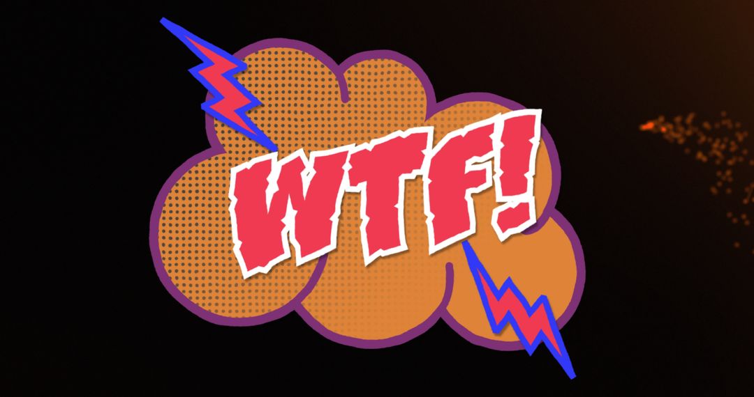 Energetic WTF Comic Text with Lightning Bolts