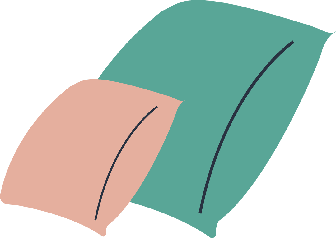 Abstract Peach and Teal Shapes on Transparent Background