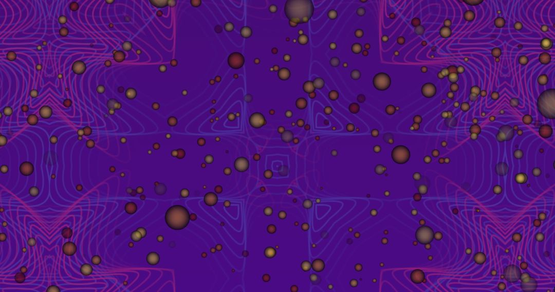 Futuristic Kaleidoscope Patterns with Glowing Dots on Purple