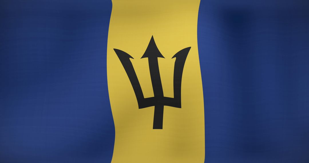 Barbados Flag with Digital Icons in Futuristic Interface Background