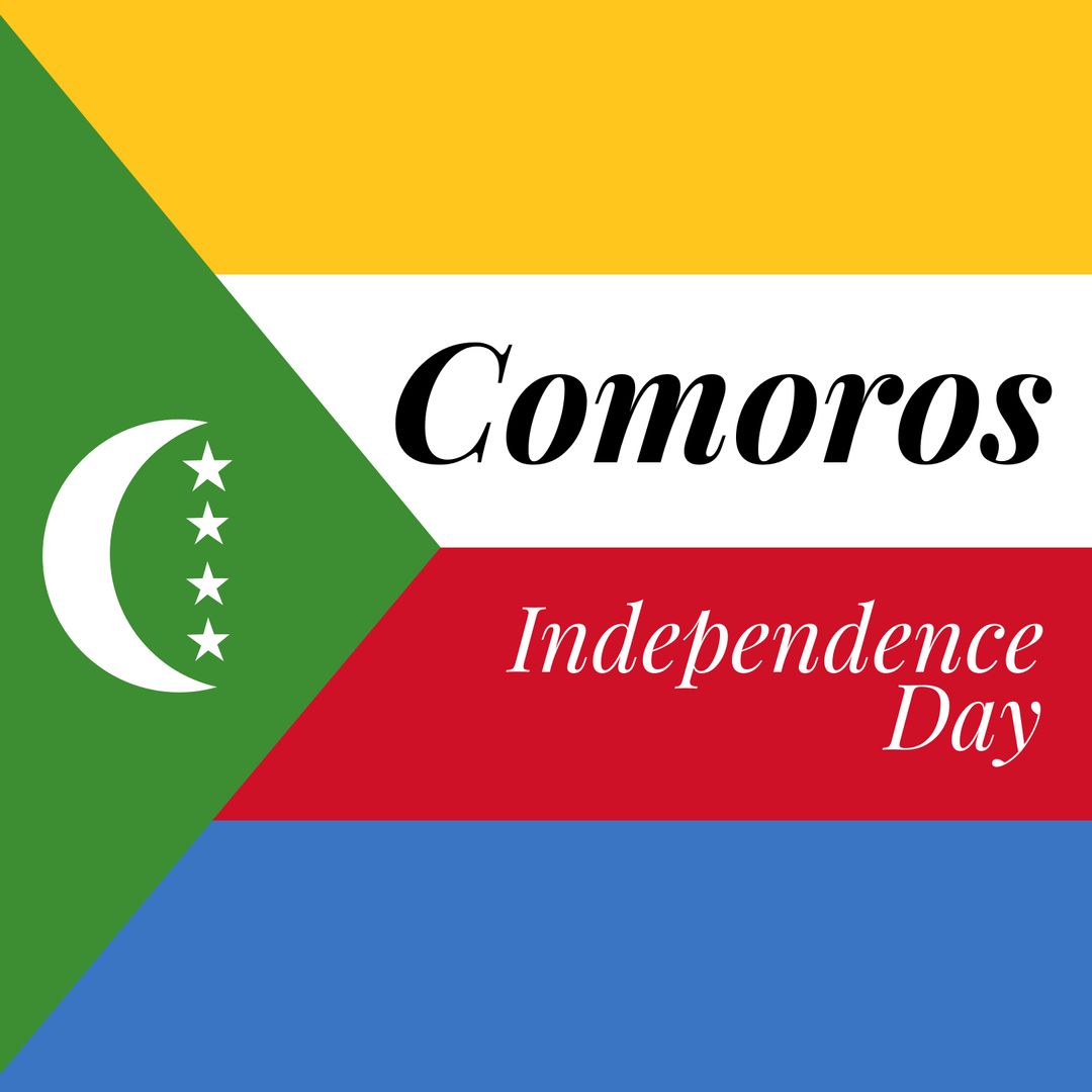 Comoros Independence Day Celebration Graphic with Flag Coastline